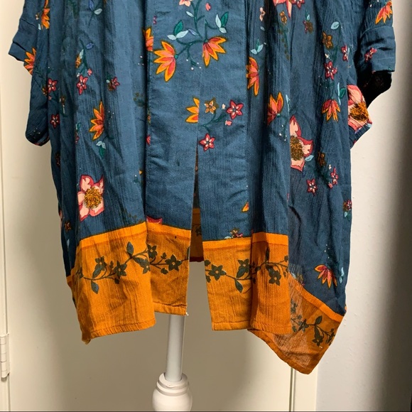 BLUE RAIR  FLORAL KIMONO CARDIGAN SHRUG SIZE L - Picture 5 of 7